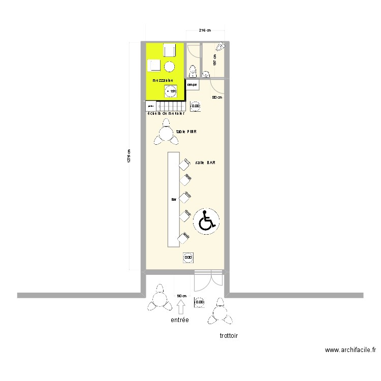 Les Koloc's mezzanime. Plan de 4 pièces et 56 m2