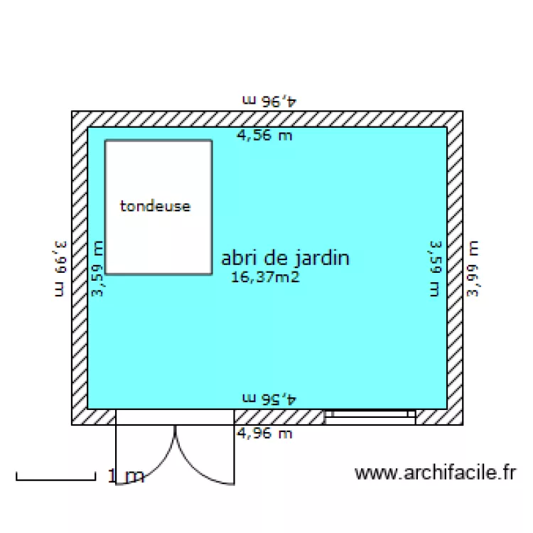 abri de jardin de moins de 20m&sup2; SHOB. Plan de 