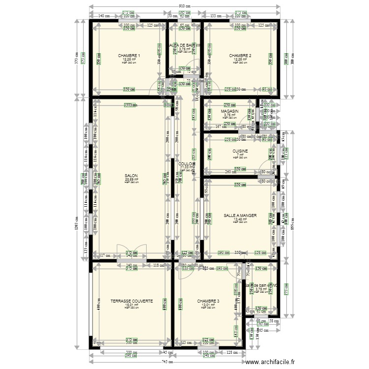 VILLA FAMILLE ELH ADAM. Plan de 11 pièces et 124 m2