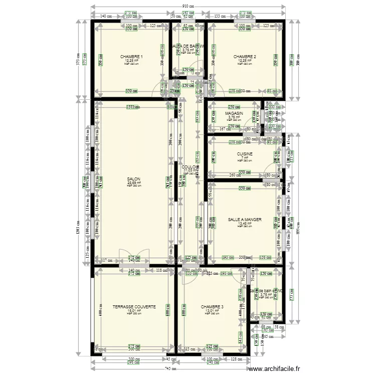 VILLA FAMILLE ELH ADAM. Plan de 