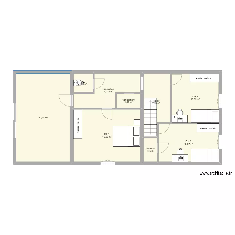 Plan Etage projet+chambres enfants taille similaire. Plan de 