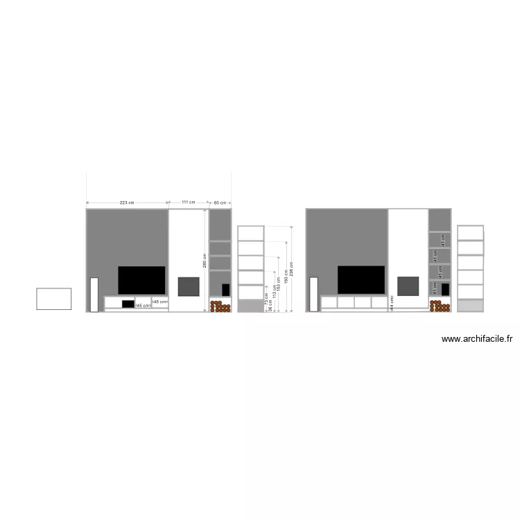 meubl chemin&eacute;e salon. Plan de 