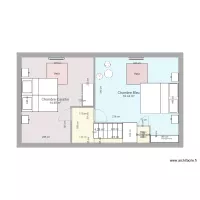 Etage annexe avec meubles et lits rapproch&eacute;s salon sans cote 