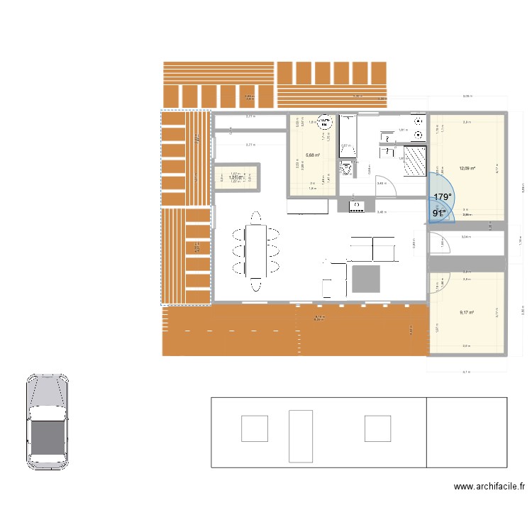 sdbext. Plan de 4 pièces et 28 m2