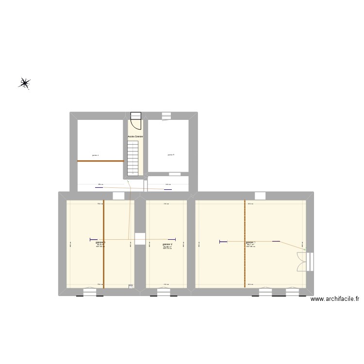 La Mauvinière GRENIER. Plan de 4 pièces et 115 m2