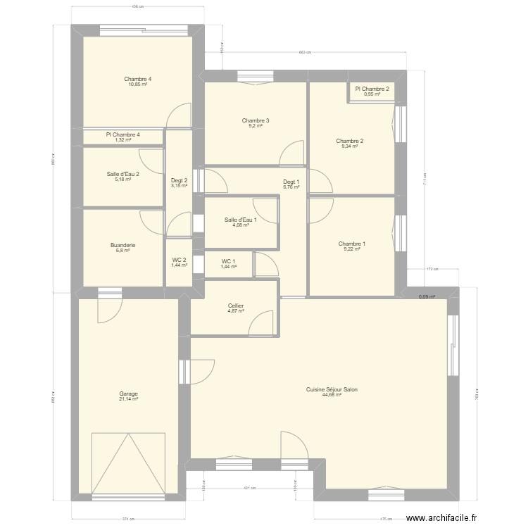 Agrandissement Permis. Plan de 17 pièces et 141 m2
