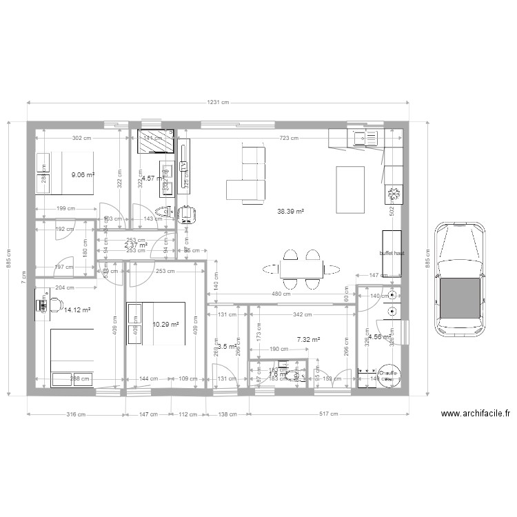 MAISON 12M facade VDM. Plan de 0 pièce et 0 m2