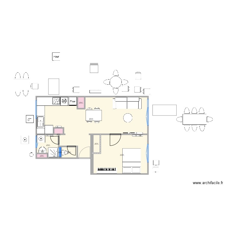 Plan appartement Saint-François_VBis_non Meublé_20220910. Plan de 9 pièces et 42 m2