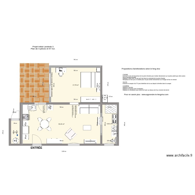 Projet Landeda 3 modif Porte et canape. Plan de 0 pièce et 0 m2