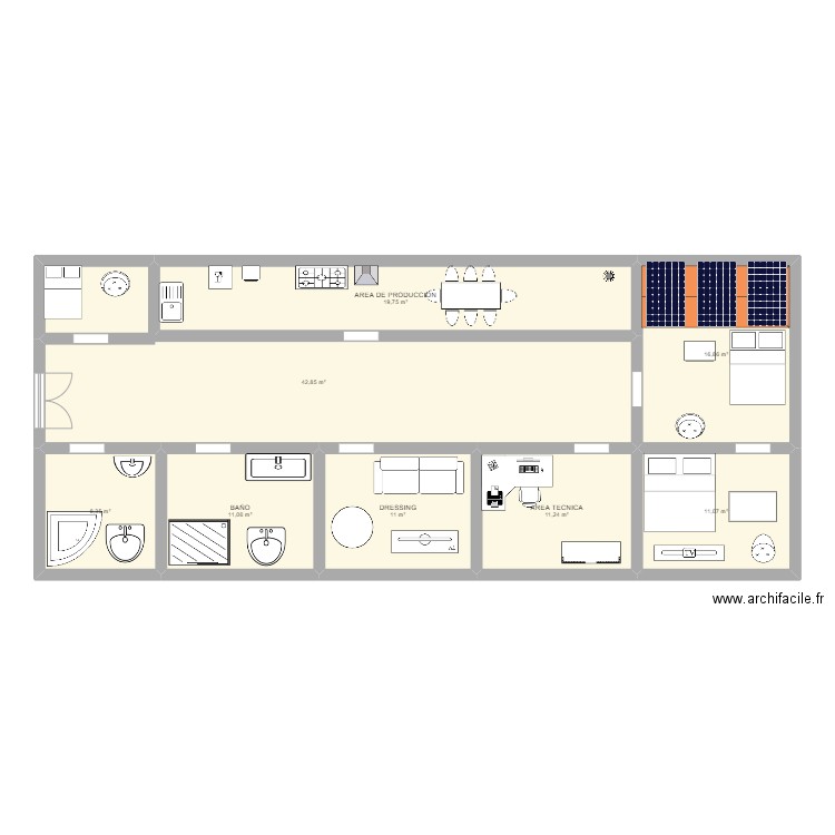 AREA DE PRODUCCION. Plan de 8 pièces et 132 m2