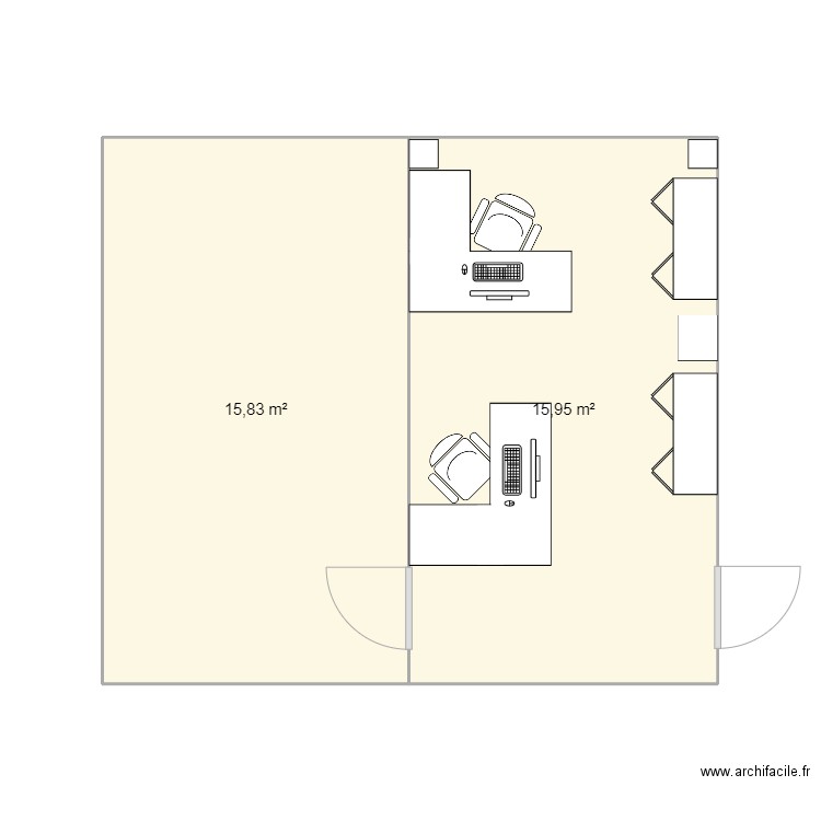 Salle IT Laminoir. Plan de 2 pièces et 32 m2