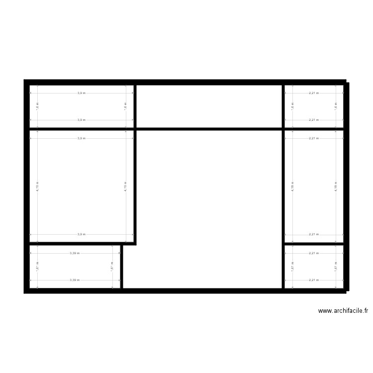 michel chalet 80 etage. Plan de 6 pièces et 44 m2