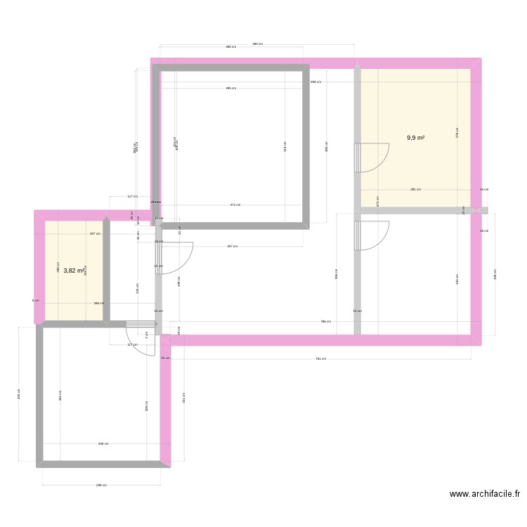 casa. Plan de 2 pièces et 14 m2