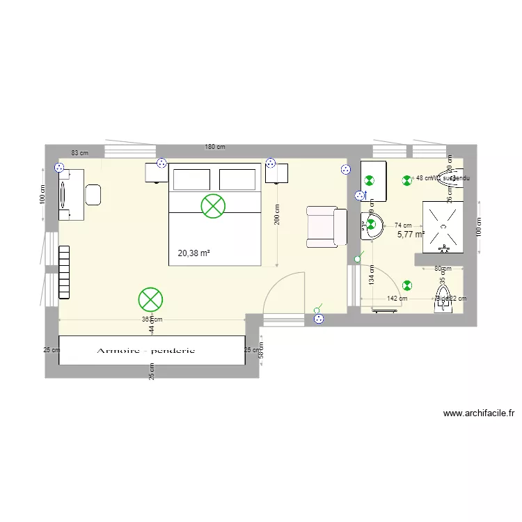 SDB parents RDC Plomb. Plan de 