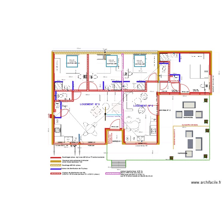 MAK MILON 2  PROJET 1. Plan de 3 pièces et 42 m2