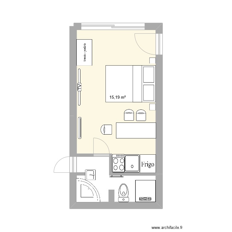 Plan garage v2. Plan de 1 pièce et 15 m2