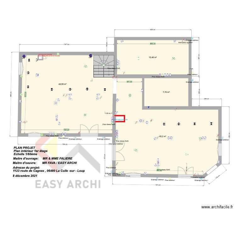 Plan Falière rez de chaussée. Plan de 6 pièces et 113 m2