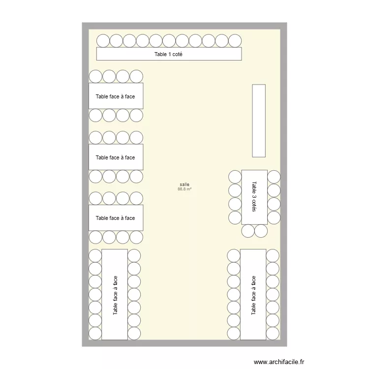 salle ilots rectangle. Plan de 