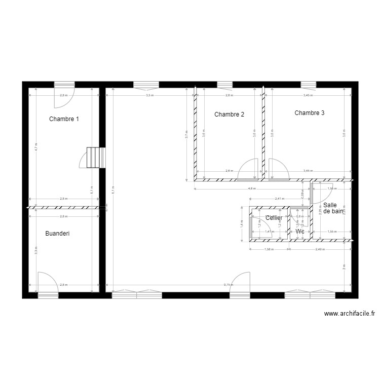 Mederic . Plan de 7 pièces et 99 m2