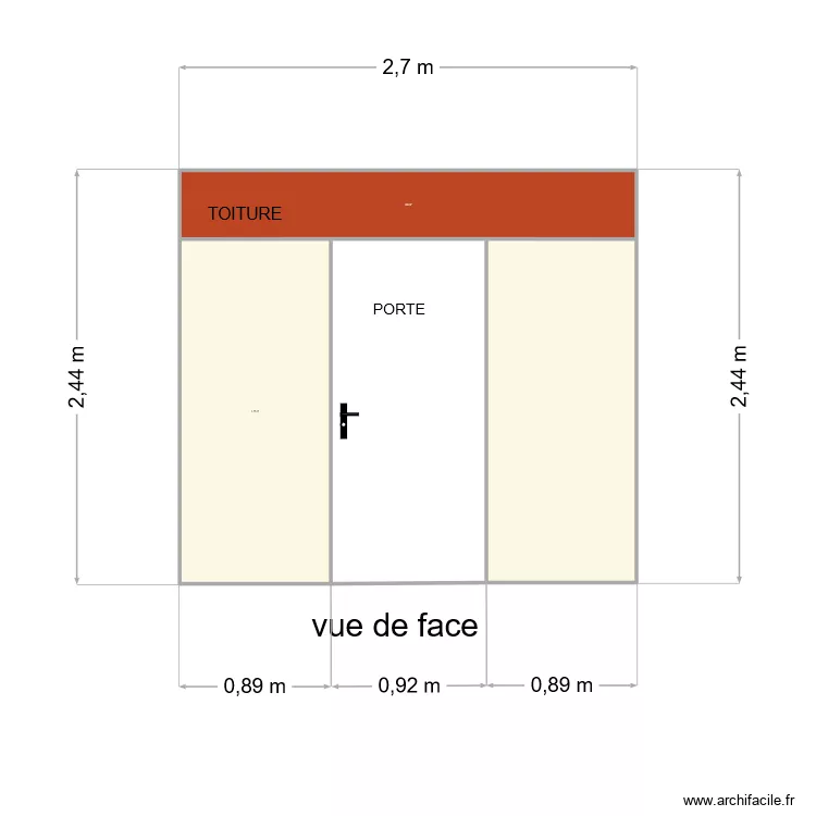 cabane face. Plan de 
