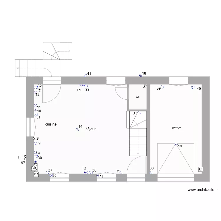 prise de courant logement 3 RdC. Plan de 