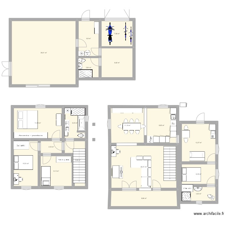 maison peypin v3. Plan de 18 pièces et 195 m2