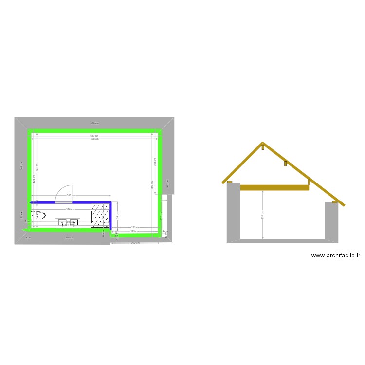 Studio. Plan de 4 pièces et 29 m2