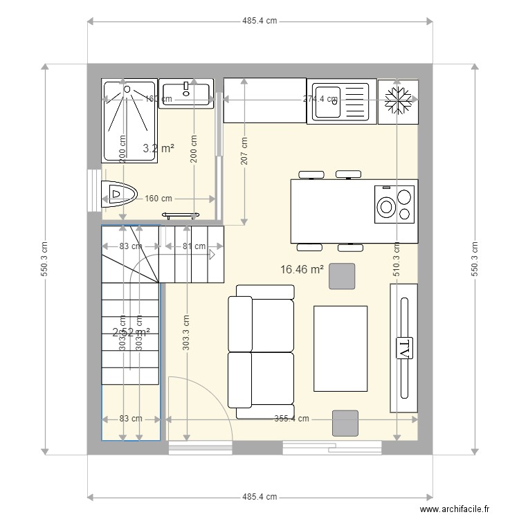 studio perso avec escalier. Plan de 0 pièce et 0 m2