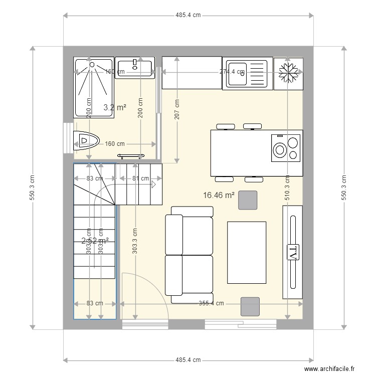 studio perso avec escalier. Plan de 0 pièce et 0 m2