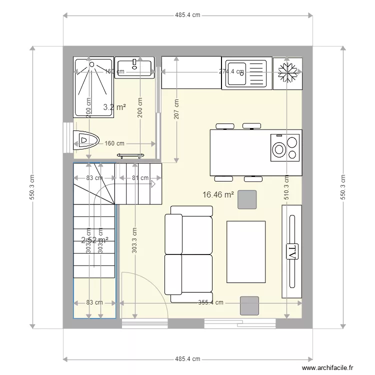 studio perso avec escalier. Plan de studio perso avec escalier. Plan de