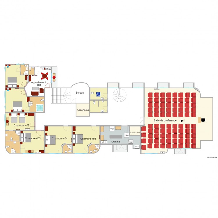 fourth floor. Plan de 27 pièces et 477 m2