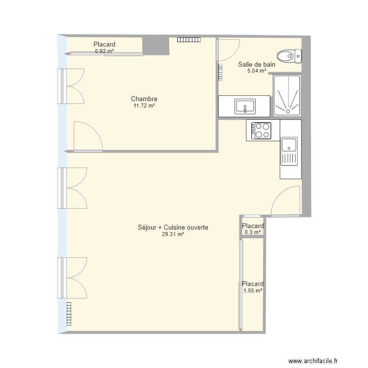 Plan actuel placo. Plan de 0 pièce et 0 m2