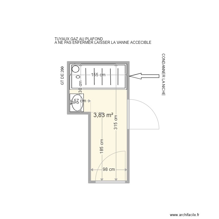 CHEVRIN DANIEL . Plan de 1 pièce et 4 m2