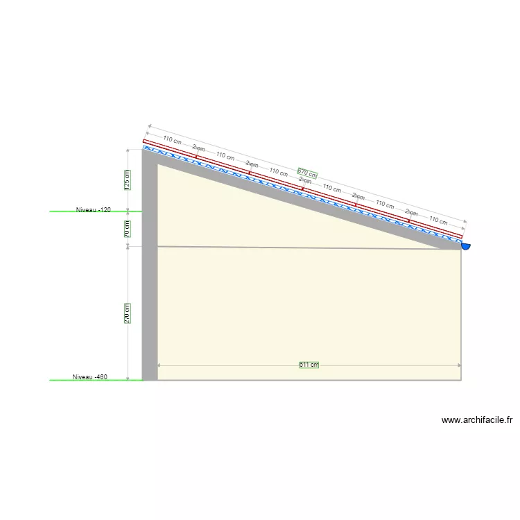 Carport solaire coupe. Plan de 