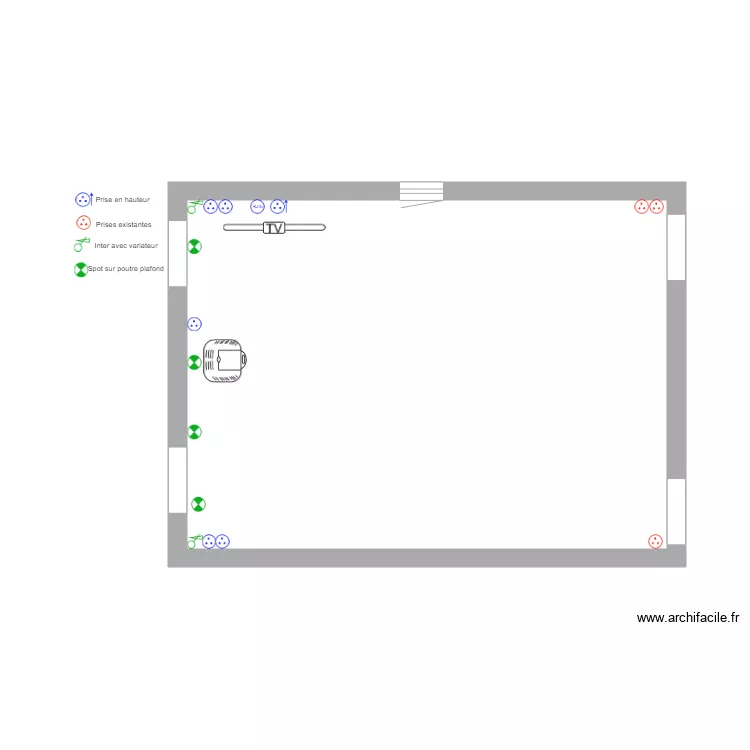 Elec salon s&eacute;jour. Plan de 