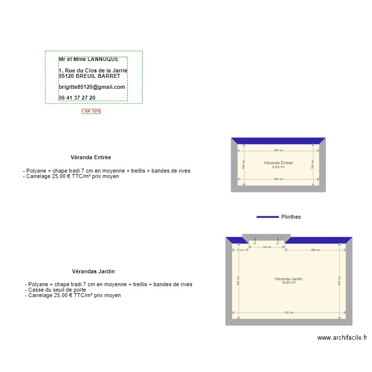 LANNUQUE. Plan de 2 pièces et 23 m2