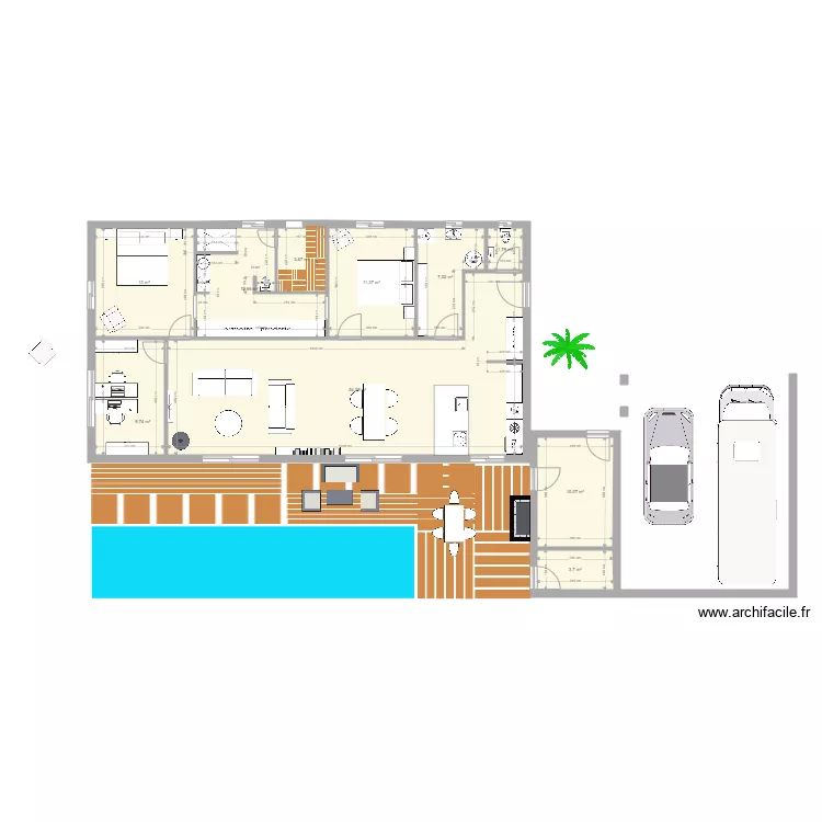 Bungalow entrée Est avec dressing . Plan de Bungalow entrée Est avec dressing . Plan de