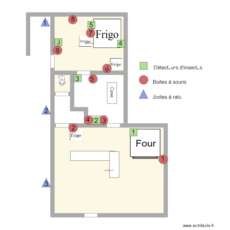 Les Merveilles au Levain. Plan de 3 pièces et 63 m2