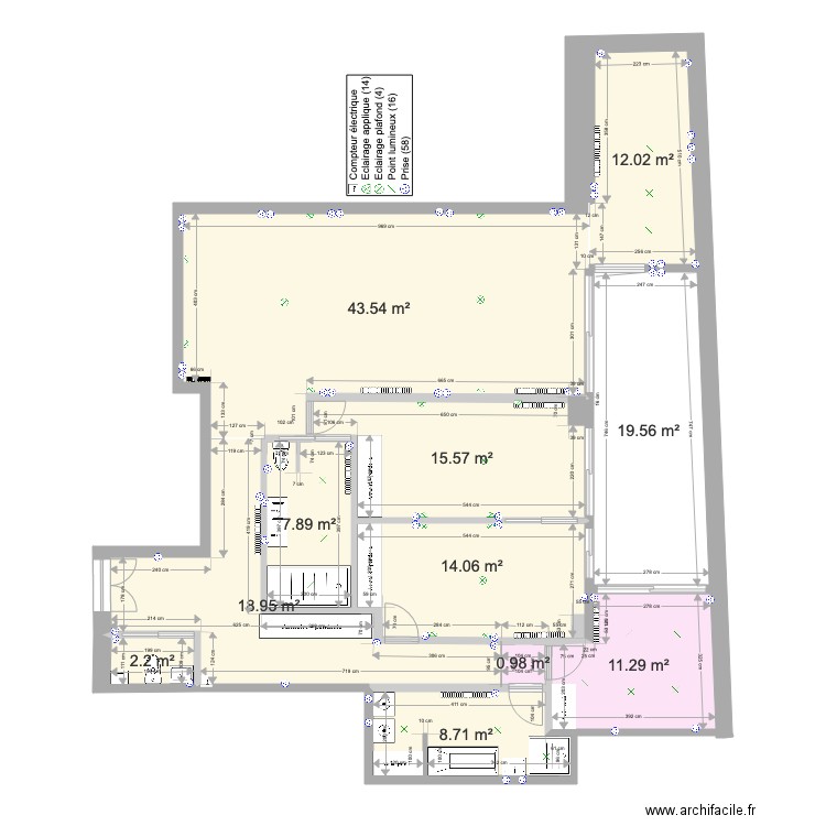 plan st ex prises et eclairage. Plan de 0 pièce et 0 m2