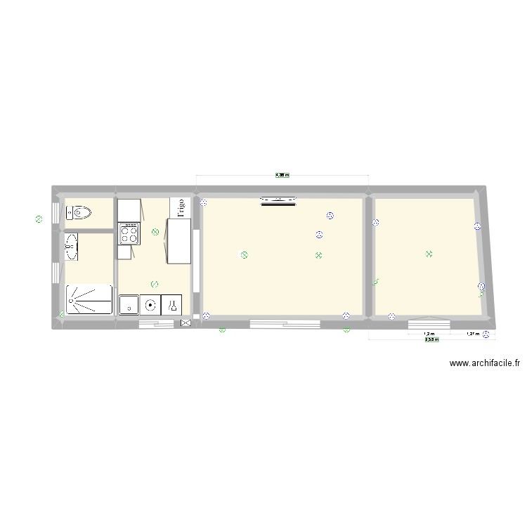 Plan Sylvain 2. Plan de 18 pièces et 37 m2