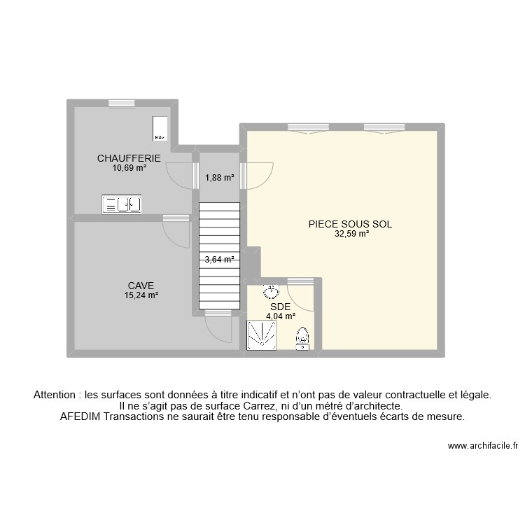 BI 9212 SOUS SOL . Plan de 7 pièces et 68 m2