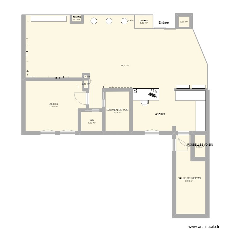 MAGASIN A LA BIEN. Plan de 11 pièces et 98 m2