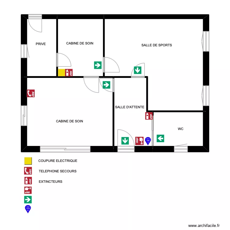 PLan d'&eacute;vacuation. Plan de 6  et 79 m²
