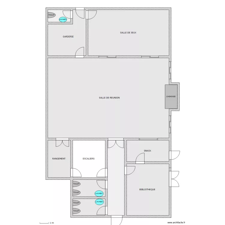Grand Chalet sous-sol. Plan de 