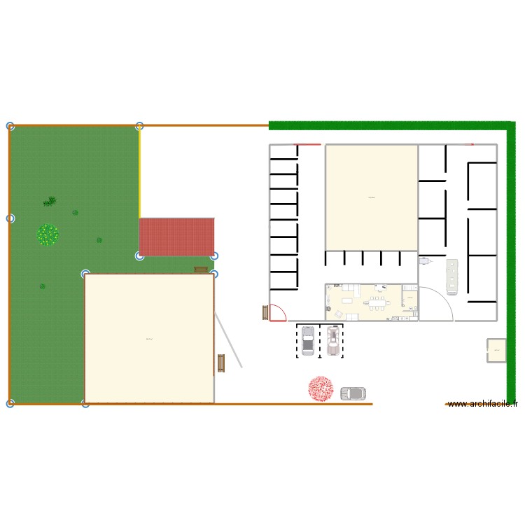 ecurie. Plan de 5 pièces et 351 m2