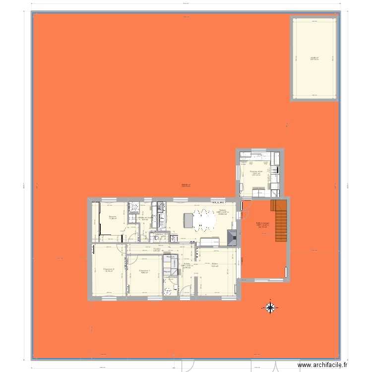 Maison CE. Plan de 15 pièces et 935 m2