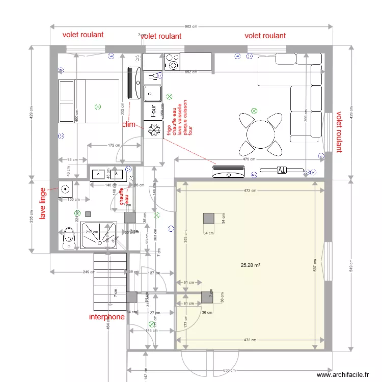  1e etage  studio no 2 electricite. Plan de 
