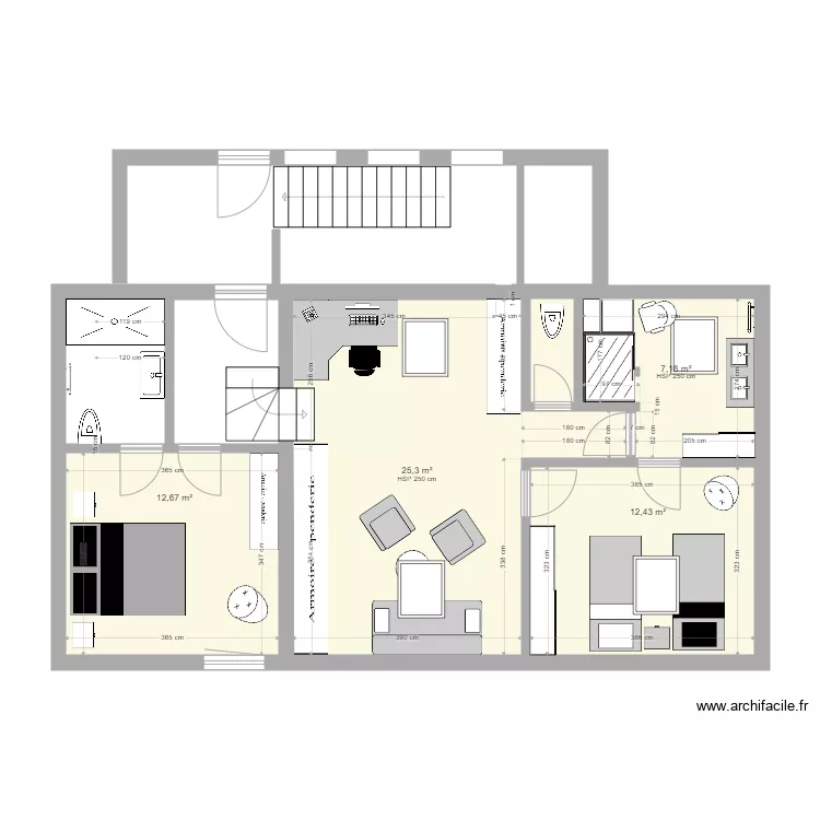 &Eacute;TAGE sdb1 douche fond. Plan de 
