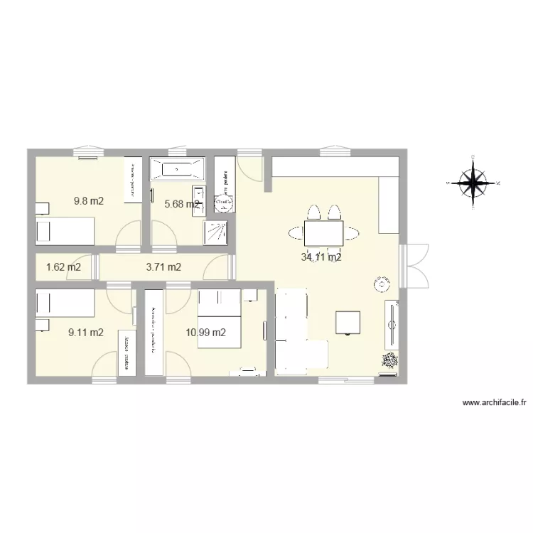 MAISON 75M2. Plan de 