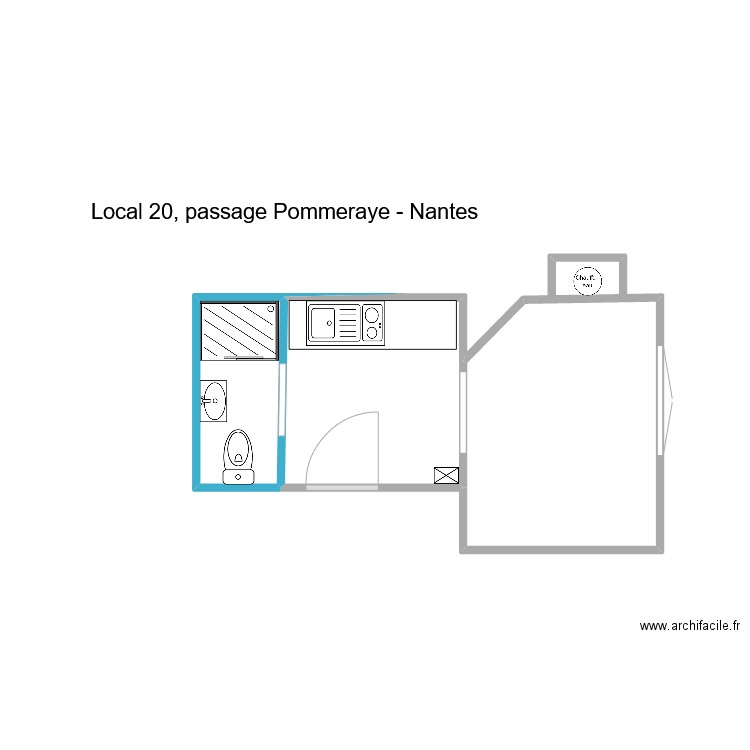20 passage Pommeraye - Nantes. Plan de 3 pièces et 11 m2